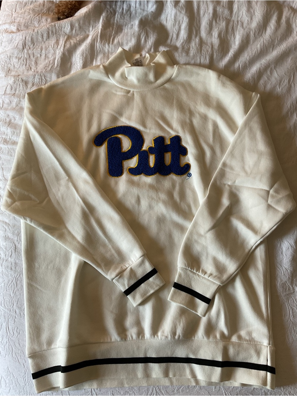Juicy Couture Cream Sweatshirt with Blue & Gold 'Pitt' Logo
